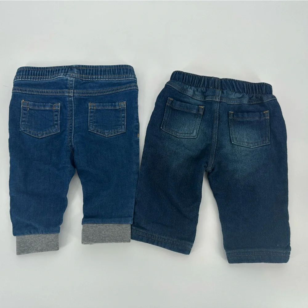 Lot of 2 Cat & Jack Dark Blue Denim Jogger Pants 3-6Month baby infant jeans